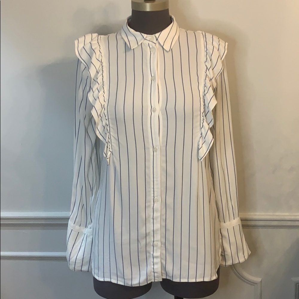 Club Monaco Striped  Button Down Top